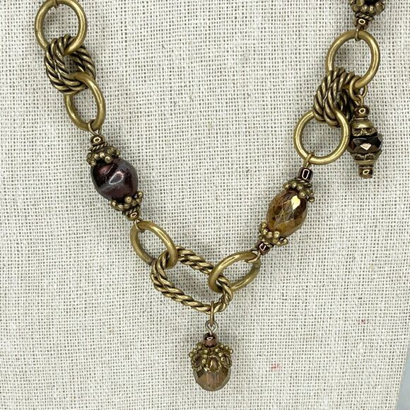 Chico's Gold Tone Beaded Chain Link Statement Necklace 21" ✨ - Picture 5 of 6